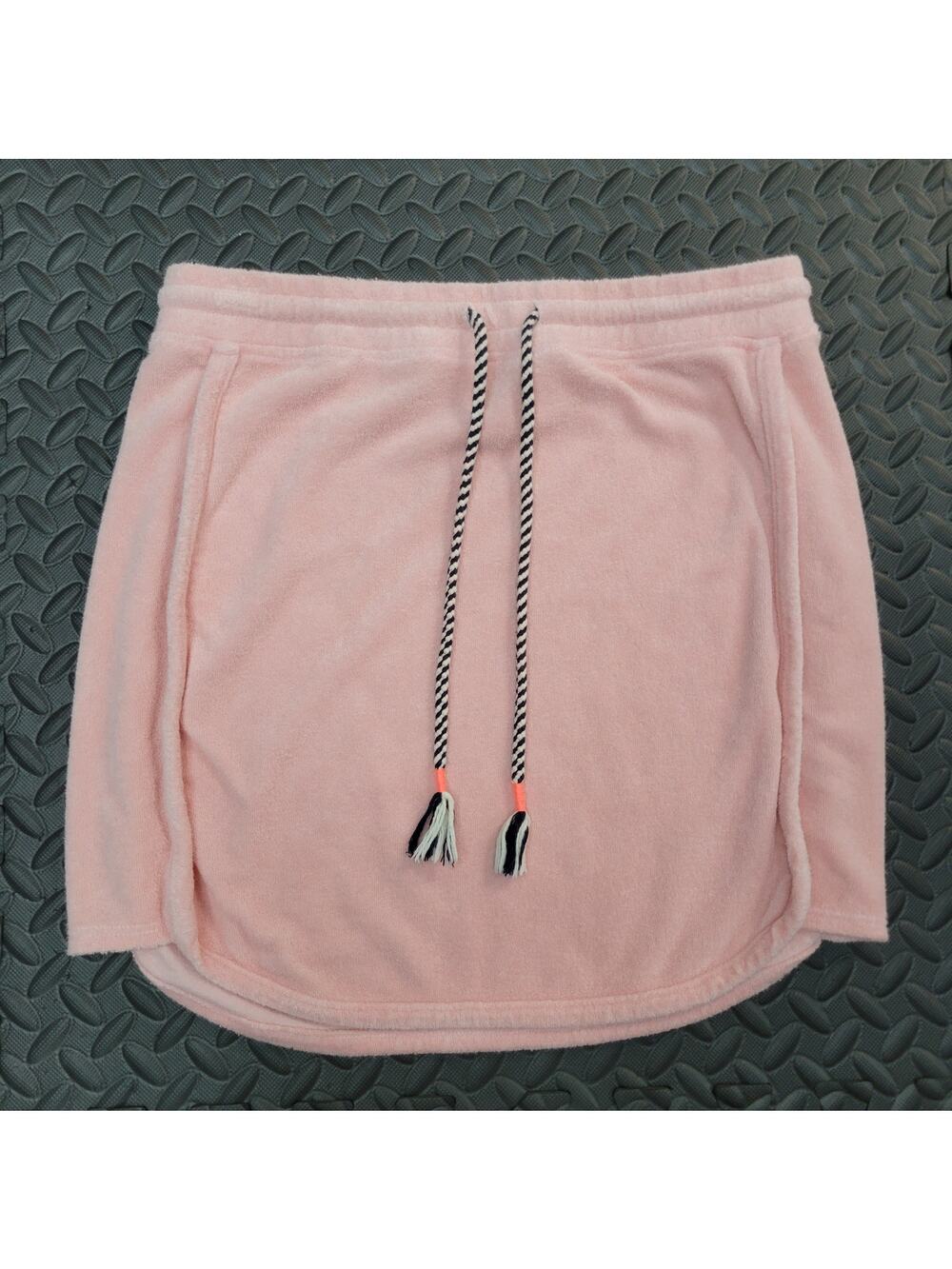 Sundry Pink Terry Cloth Mini Skirt Small Drawstring Waist Beach Resort Cover Up
